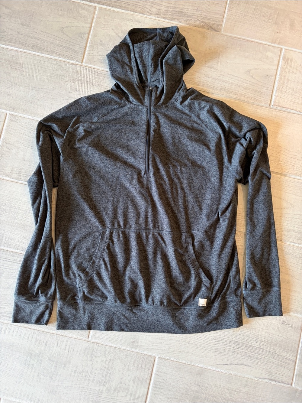 Vuori Strato Tech Dark Gray Quarter-Zip Hooded Pullover